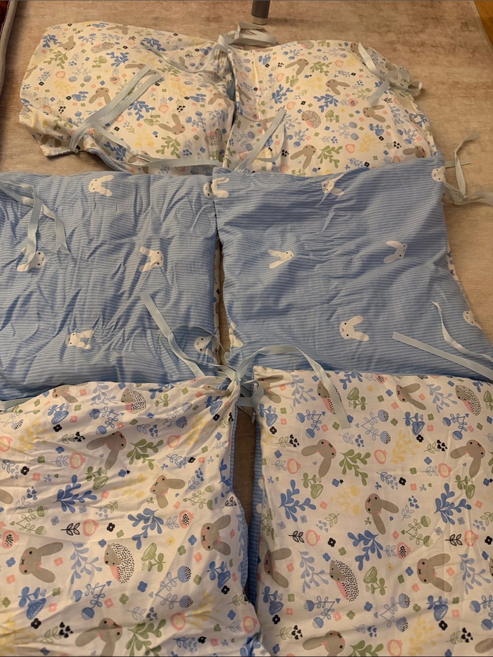 Baby Crib rail Pads - Blue Bunny & Floral Print